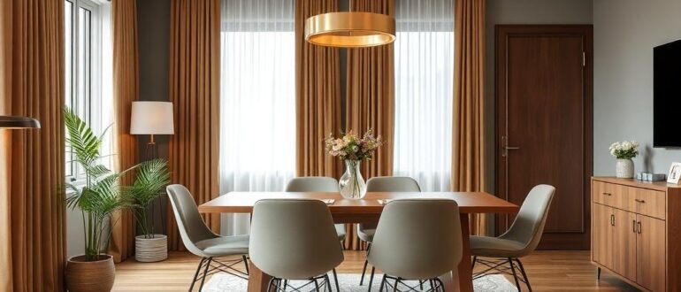 Обеденная зона в комнате стол и стулья